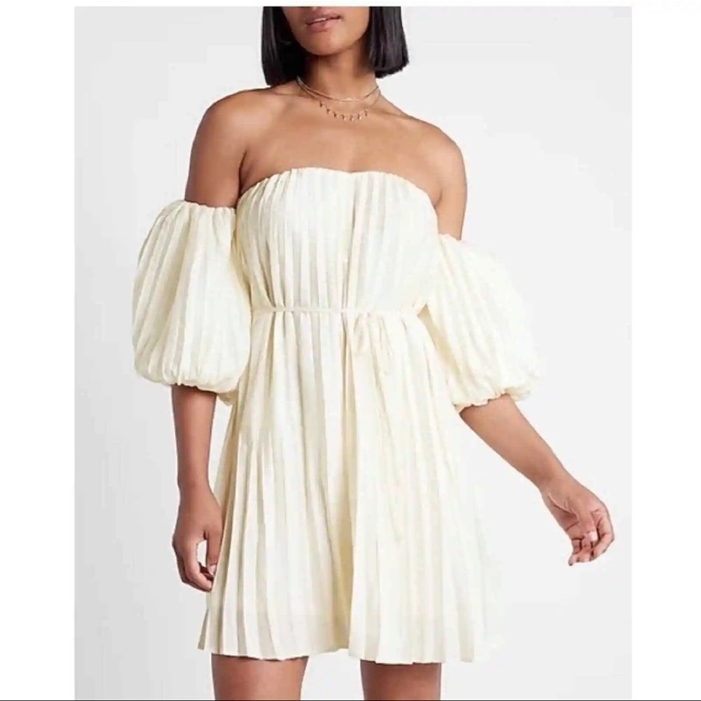NWT Express Pleated Off The Shoulder Mini Dress